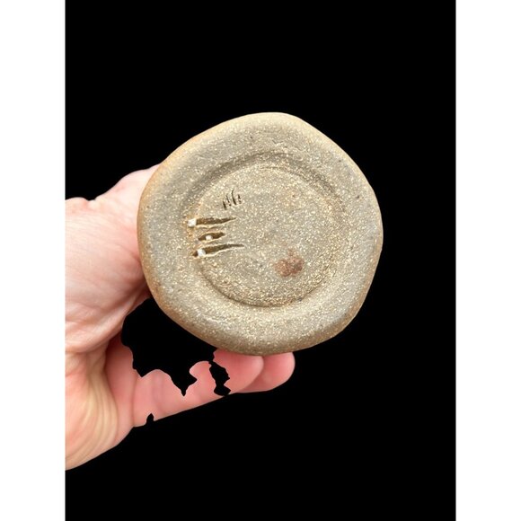 Set of 2 Vintage Hand Thrown Stoneware Art Pottery Soap Dish & Cup Speckled - Picture 9 of 13